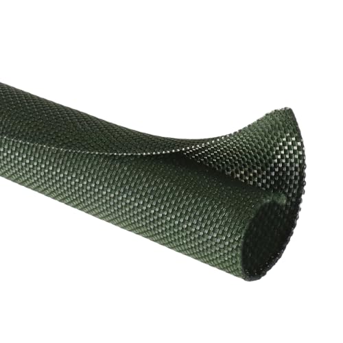 Split Wire Loom, 20ft Automotive Cable Protector Sleeve, Flexible Braided Cable Sleeves High Temperature Cable Management (Deep Green, 1") - color: Deep Green, size: 1"