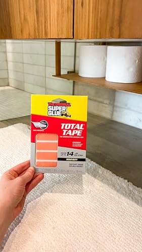 Super Glue, Total Tape Roll, Strong Indoor & Outdoor Construction Adhesive, Holds 300 lbs. per Roll, Permanent Bonding, All-Weather, Mesh Reinforced, Easy-to-Use Double-Sided Tape (Strip)