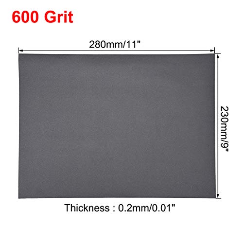 uxcell 600 Grits Sanding Sheets 9-inch x 11-inch Wet Dry Silicon Carbide Sandpaper for Wood Furniture Metal Polishing 5pcs - style: 600 Grit