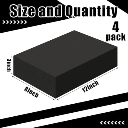 4 Pcs 3" Thick Foam Padding Sheet with Adhesive Backing Closed Cell - color: Black, size: 3 Inch Thick, 12 x 8 Inches