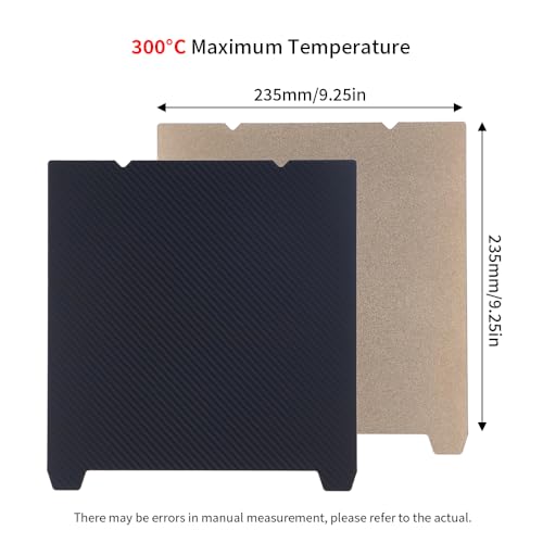 BORDSTRACT Double-Sided Build Plate, PET Carbon Fiber + PEI Spray Texture Spring Steel 235x235mm Without Soft Magnetic Base, Printing Hot Bed Platform with Grooves for K1/S1 3D Printers - style: PEI spray + PET carbon fiber 235*235mm