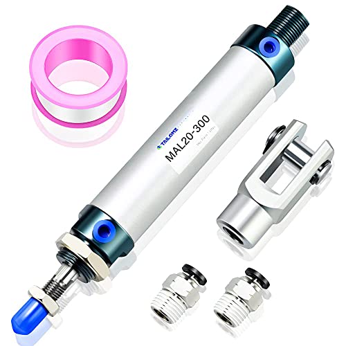 TAILONZ PNEUMATIC 20mm Bore 300mm Stroke Air Cylinder Double Action with Y Connector and 2Pcs 6mm Fitting MAL20x300 - size: 20mm Bore 300mm Stroke