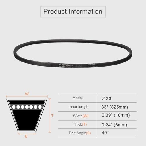 HARFINGTON Z-33 Z Type V-Belt 825mm/33 Inner Length x 0.39" Width x 0.24" Height, Z-Type Closed-Loop Rubber Transmission Belt - size: Z-33