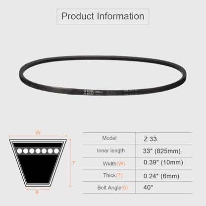 HARFINGTON Z-33 Z Type V-Belt 825mm/33 Inner Length x 0.39" Width x 0.24" Height, Z-Type Closed-Loop Rubber Transmission Belt - size: Z-33