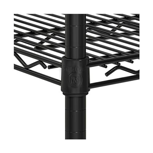 UltraDurable 5-Tier NSF Steel Wire Shelving, 60"W x 18"D x 75"H, Black - color: Black, size: 5-Tier Shelving, 60" W x 18" D