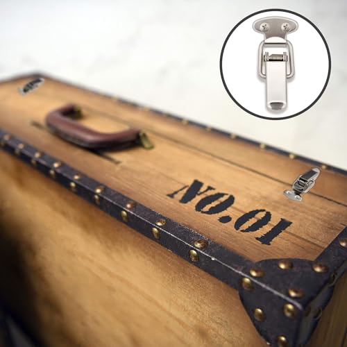 Lesnala 24 Pcs Small Stainless Steel Spring Toggle Latch for Cabinets
