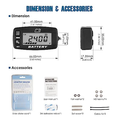 Runleader RL-BI008A Digital Battery Level Meter Voltage Gauge
