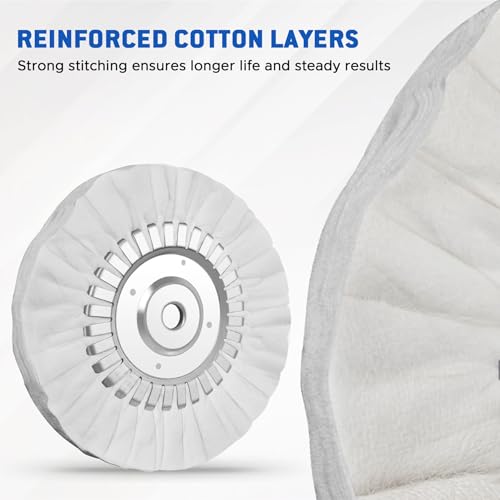 8" Fine White Airway Buffing Wheel with 5/8" Arbor Flange-Free Hub, Flange-Free, Cotton Polishing Wheel for Aluminum Truck Wheels, Rims, Chrome, Stainless Steel – Final Mirror Finish - size: 1 PC Fine Polishing Wheel