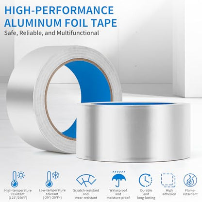 Thicker Silver Aluminum Foil Tape for Ductwork, 2-inch x 65 Feet, 3.9 mils - size: 65 Feet, 65 Feet X 1 Roll