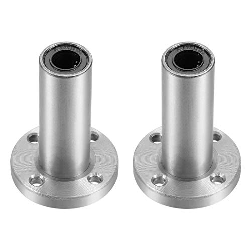 uxcell LM8UU Extra Long Round Flange Linear Ball Bearings, 8mm Bore Dia, 15mm OD, 45mm Length(Pack of 2) - size: 8mm