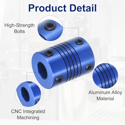 Flexible Shaft Coupling(6.35mm|8mm): 4 Pcs Blue Aluminum Alloy - color: Blue, size: 6.35mm x 8mm (19mm OD, 25mm L)