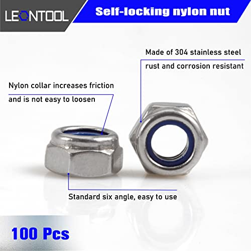 M3 x 0.5mm Nylon Inserted Self Locking Nut Assortment Kit, 100 Pcs - size: M3