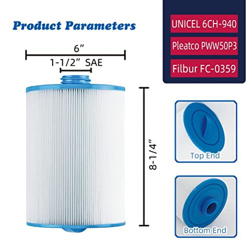PWW50 Spa Filter, Replaces FC-0359, 6CH-940, PWW50P3, 25252, 2 Pack