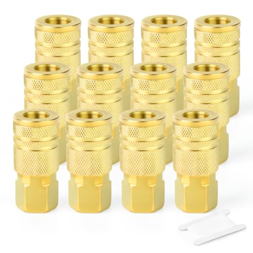 GASHER 12PCS 3/8"FNPT Brass Industrial Coupler,1/4 Flow Quick Connect Air Coupler - size: 3/8" NPT Female Threads