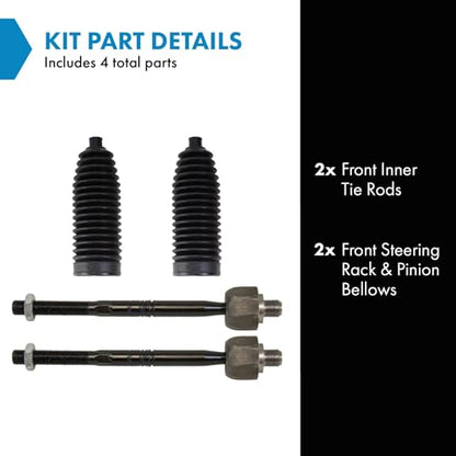 TRQ Front Steering Kit Steering Rack & Pinion Bellow Tie Rod - style: PSA27307