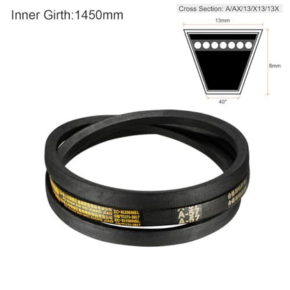 uxcell A57 Drive V-Belts 57" Inner Length 13mm Width 8mm Thick JIS Standard A-Section Rubber Drive Transmission Belt - size: 57"