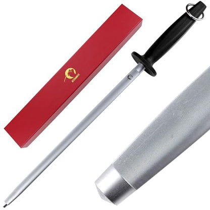 Honing Steel Knife Sharpener Steel Round 12 IN Honing Rod for Kitchen Knife - color: Dark Round 12-IN