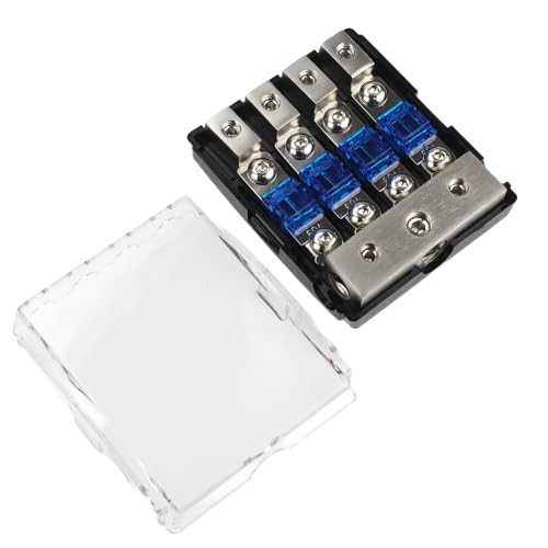 ZOOKOTO 4 Way Zinc Alloy AFS Distribution Block with 60A Mini ANL Fuse for Car Audio Fuse Holder (1X0GA+2X4GA IN,4X4/8GA OUT) - size: 4 Way 60A