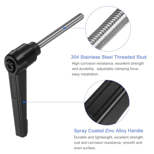 uxcell 4pcs Clamping Lever Handles, M5 x 50mm 304 Stainless Steel Threaded Male Stud, Adjustable Handles Locking Quick Release Ratchet Push Button Bolt Knobs, Black - size: M5 x 50mm