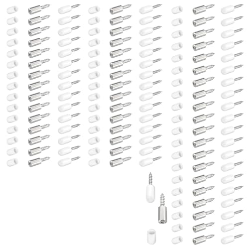 100 Pcs Self Tapping Screws Cabinet Laminate Support, Shelf Pins with Non-Slip Sleeve, Cabinet Shelf Pegs for Kitchen Utensils, Bookcases and Wardrobes, Fixed Support Self - Tapping Cross Screw - color: White, size: 100 PCS