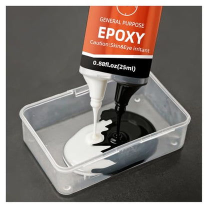 Black and White 2-Part Epoxy AB Glue, 25ml (0.85 fl oz), 5 Minute Set High Strength Waterproof Crack Repair Adhesive for Automotive Industrial Metal Plastic Wood Ceramic
