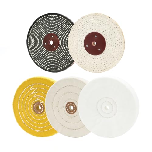 SCOTTCHEN Buffing Polishing Wheels 6in x 1/2in Arbor Soft (30Ply) / Fine (50Ply) / Medium (42Ply) / Coarse (50Ply) / Rough (5Ply) for Bench Grinder - 5pcs - color: Multi 5pcs, size: 6 inch