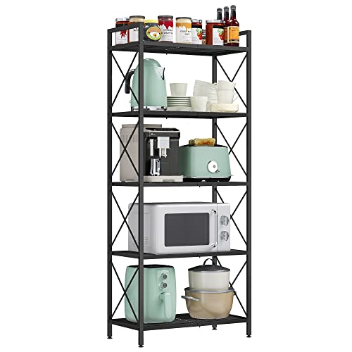 SONGMICS 5-Tier Steel Storage Rack, Shelving Unit with X Side Frames - color: Black, size: 5 Tiers (23.6"W)