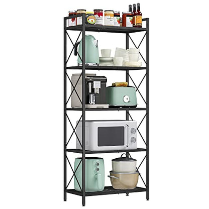 SONGMICS 5-Tier Steel Storage Rack, Shelving Unit with X Side Frames - color: Black, size: 5 Tiers (23.6"W)