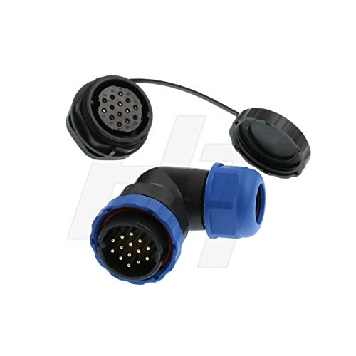 HangTon HE29 14 Pin Waterproof Connector Threaded Outdoor Industrial Electrical Power Circular Male Female Right Angle Wire Cable Plug + Panel Socket - size: 14 pin
