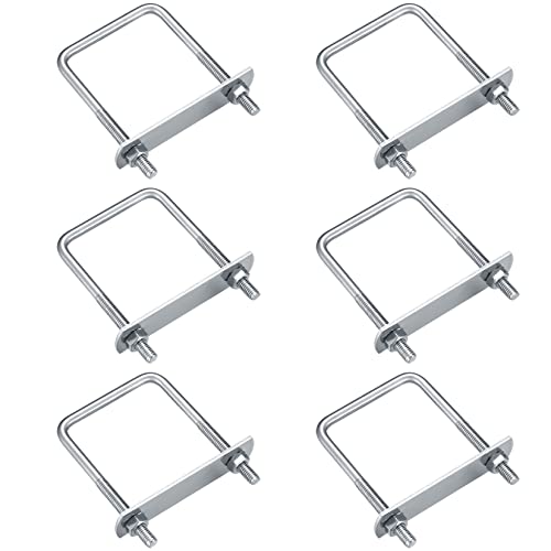 6 Pack 2in Square U-Bolts, Stainless Steel U Bolts with Plates and Nuts - color: Square, 2"/50mm
