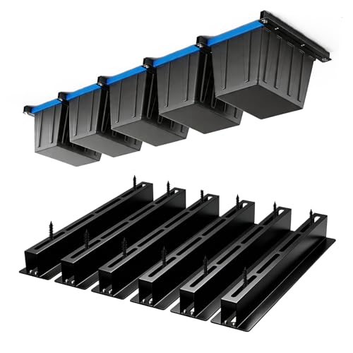 Garage Ceiling Storage Racks, Ceiling Mount Bin Holder, 6 Sets for 5 Bins - size: 6 Pack