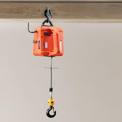 VEVOR 3-in-1 Electric Hoist Winch, 1550 lbs Capacity, 1500W Portable Power Winch Crane, 25 ft Lifting Height, 16.4 ft/min with Manual, Wired and Wireless Remote Control for Factory, Warehouss, Garage
