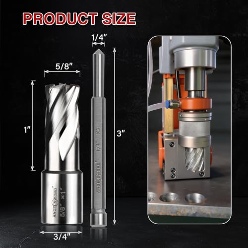 ANGELSWORD M2 HSS Annular Cutter,Diameter 5/8" x Depth 1",Mag Drill Bit - size: D. 5/8" Diameter, style: HSS 1" Cut Depth