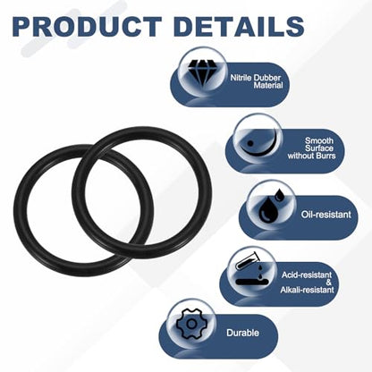 uxcell 10Pcs AS-326 O-Rings, Nitrile Rubber O-Rings 1-5/8" ID, 2" OD, 3/16" Width Round Sealing Gasket for Automotive Machine Plumbing Sealing Repair (70 Durometer, Black) - size: 1-5/8" ID, 2" OD, 3/16" Width