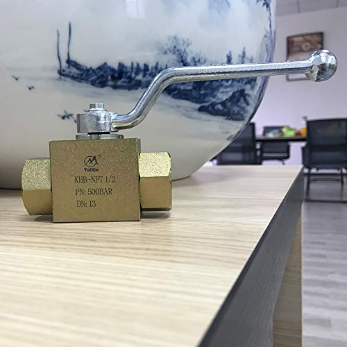 Taixin 1/2'' NPT 5800PSI Hydraulic Ball Valve - Yellow Zinc Chromate Plating - Suitable for Hydraulic & Water Applications - size: 1/2 NPT YE, style: KHB