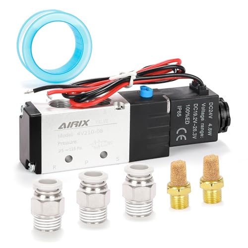 1/4" NPT Solenoid Valve 4V210-08, 5-Way 2-Pos, DC 24V, Out-of-Line - size: NPT1/4″, style: DC24/Out of line