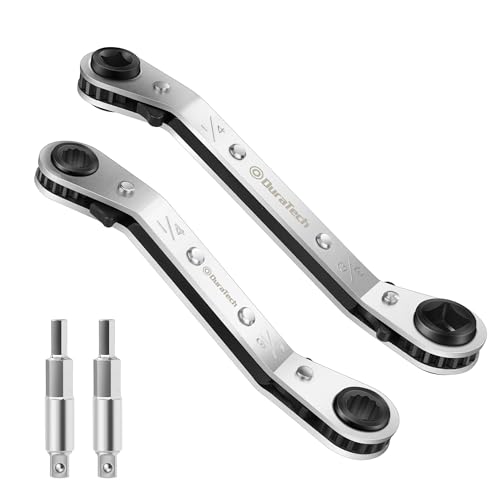 DURATECH HVAC Service Wrench Set, 3/16", 1/4", 5/16", 3/8" - size: 2PC Offset Service Ratchet Wrench