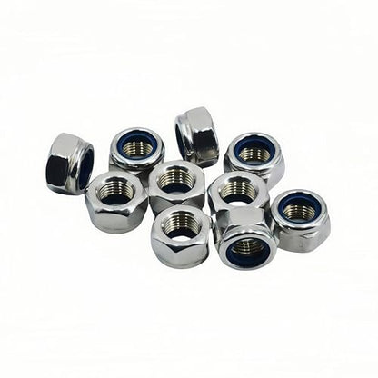 10Pcs M12 x 1.25mm Nylon Insert Hex Lock Nuts, 304 Stainless Steel Locknuts,Silver Tone - color: Silver, size: M12x1.25