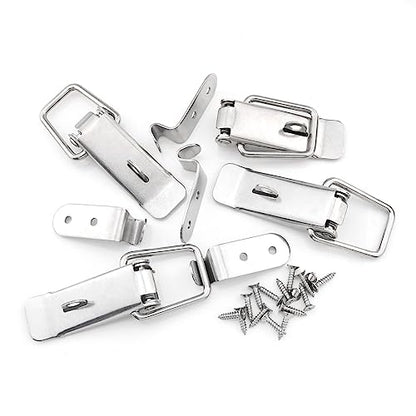 4PCS 106mm Stainless Steel 90-Degree Tool Box Hood Locks Latches Cabinet Trunk Trailer Tool Box Door Hood Locks Latches Tool Box Hasps Closet Case Box Chest Barn Crate Hasps Latches - size: 106mm