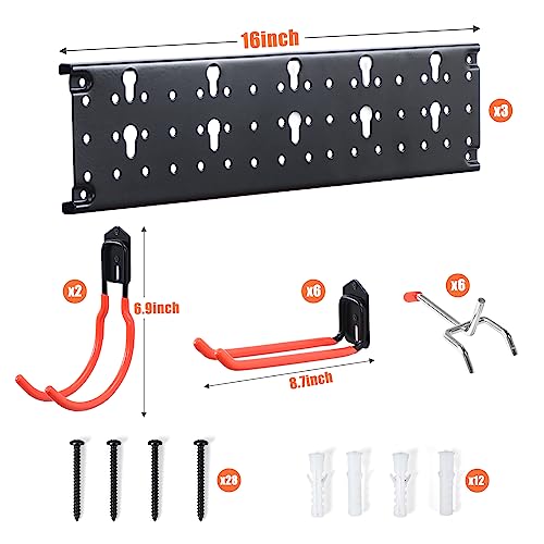 Ultrawall Multi-Storage Garage Hooks, Wall-Mounted Garden Tool Organizer