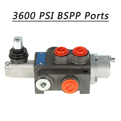 kimllier Hydraulic Directional Control Valve 1 Spool 13GPM 3600PSI BSPP Ports, Adjustable Double Acting Hydraulic Valve Fit for Small Tractors Loaders