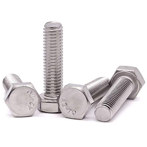 M10-1.5 x 25mm Stainless Steel Hex Bolts, 304 Stainless Steel 18-8, Hex Drive, Full Thread, Coarse Thread UNC, Plain Finish, 10 PCS - size: M10-1.5 x 25mm