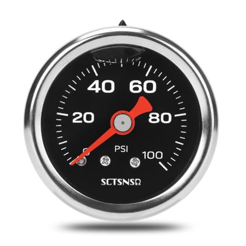 0-100 Psi Fuel Pressure Gauge, 1/8" NPT Back Mount, Black Dial - size: 0-100 Psi, style: Back Mount (Black Dial)