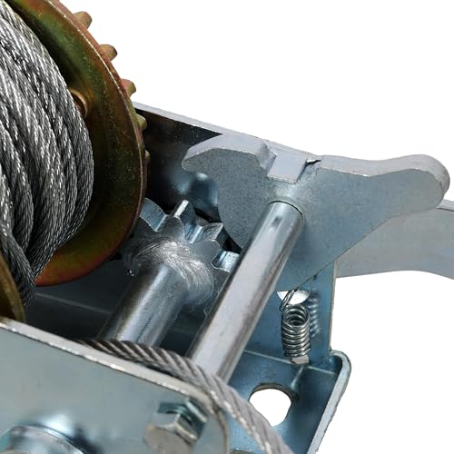 600LBS Hand Winch with 26FT Steel Cable, Heavy Duty Manual Crank for Trailer