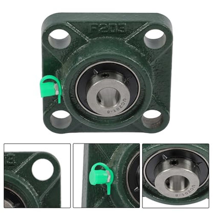 findmall 4 Pcs UCF201-8 1/2 inch Bore Pillow Block Bearing, 4-Bolt Flange Mount Solid Cast Iron Base, Self-Aligning