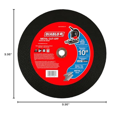 Diablo Metal Cut-Off Disc - 10" Dia, 3/32" Thick, 5/8" Arbor, 1 Hub Type