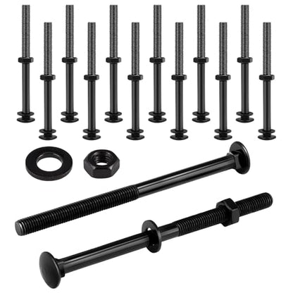Zonon 12 Sets Carriage Bolt, Black, 3/8 x 6 Inch - color: Black, size: 3/8 x 6 Inch