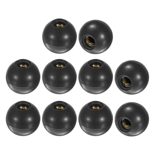 M METERXITY 12-Pack Threaded Ball Knobs, M8 Female Thread 30mm Dia. Thermoset Ball Knob for Lathe/Machine/Lawn Mowers, Round Phenolic Brass Insert Lever Handle [Black] - color: Black, size: M8x30mm
