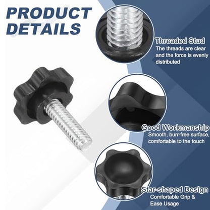 uxcell 10Pcs 1/4"-20 Star Knobs 0.8" Threaded Stud Male Clamping Knobs - size: 1/4"-20, 0.8"