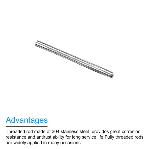 MECCANIXITY Fully Threaded Rod M5 x 60mm 0.8mm Thread Pitch 304 Stainless Steel Right Hand Threaded Rods Bar Studs 5 Pack - size: M5 x 60mm